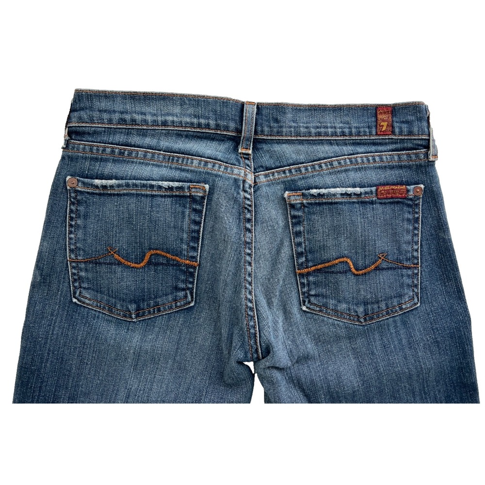 7 For All Mankind Jeans Womens 28‎ Bootcut USA Made Distressed Y2K Denim VTG - Picture 6 of 9